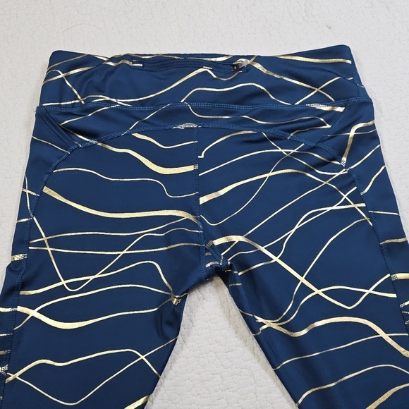 NIKE DRI FIT Icon Clash Fast Women's Running Tights Blue/Gold - Picture 9 of 12